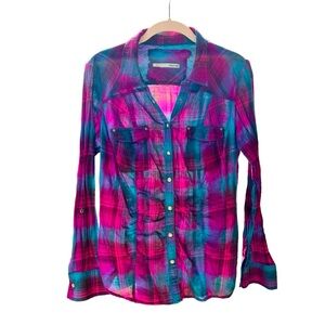 Maurices Colorful Plaid Button Down Shirt - Size L
